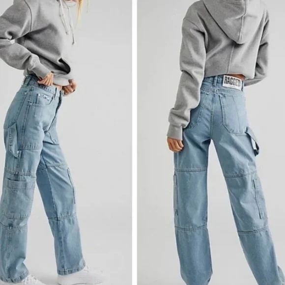 The Ragged Priest Combat High Rise Jeans Blue Size 32 - Picture 1 of 4